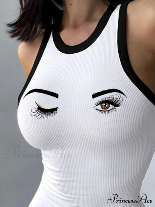 Irregular Slash Black Trendy Cropped Tank Top