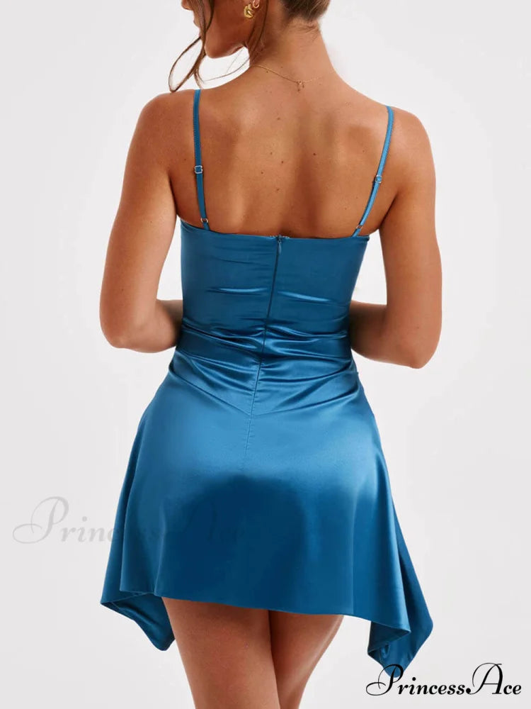 Irregular Strap Stylish Mini Dress