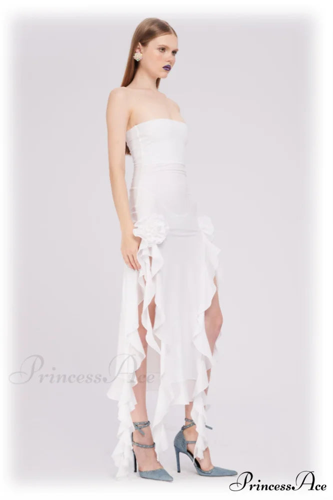 Irregular Tulle Stylish Bandeau Dress