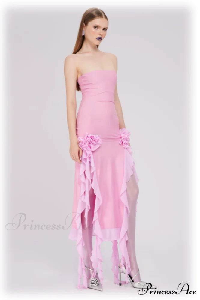 Irregular Tulle Stylish Bandeau Dress