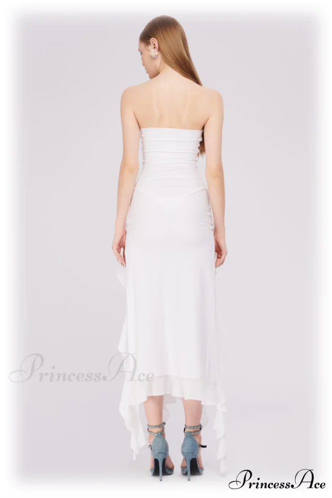 Irregular Tulle Stylish Bandeau Dress