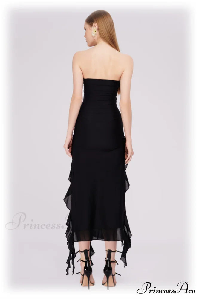 Irregular Tulle Stylish Bandeau Dress