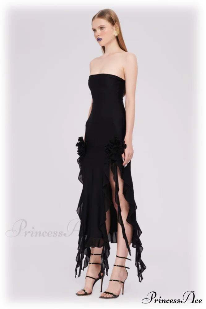 Irregular Tulle Stylish Bandeau Dress