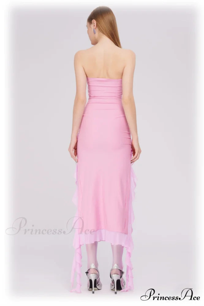 Irregular Tulle Stylish Bandeau Dress