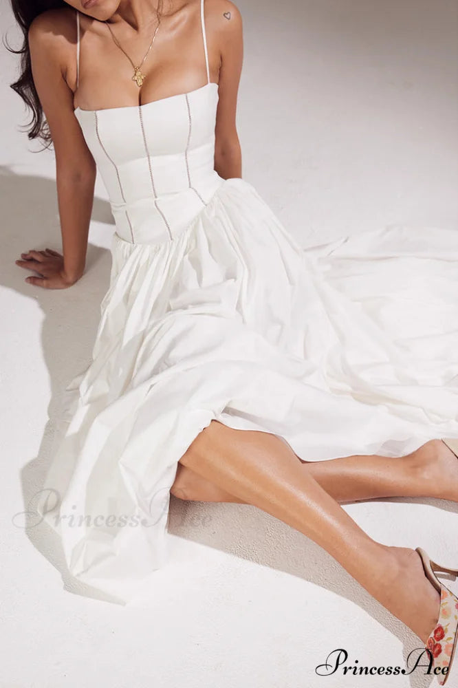 Isabella White Stylish Cotton Sundress
