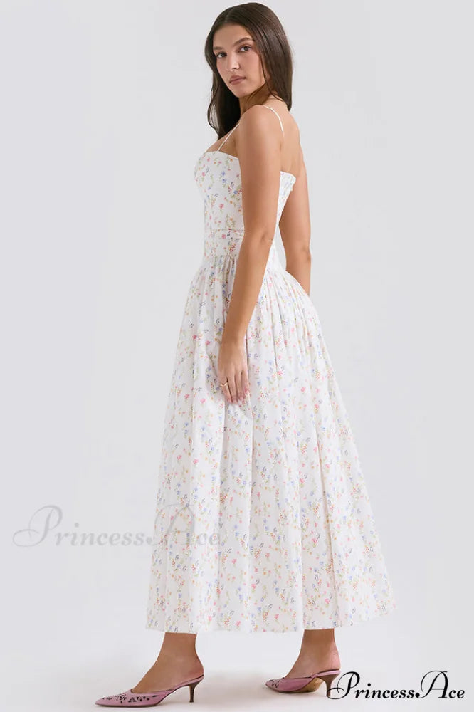 Isabella White Stylish Cotton Sundress