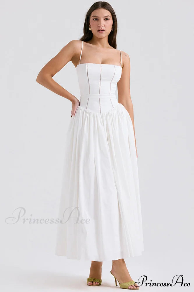 Isabella White Stylish Cotton Sundress XS / White