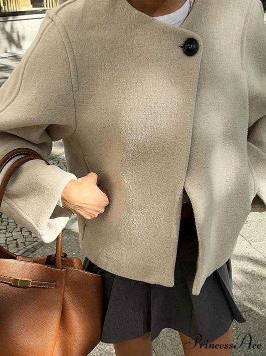 Ivory Extended Sleeve Woolen Overcoat coats-241228