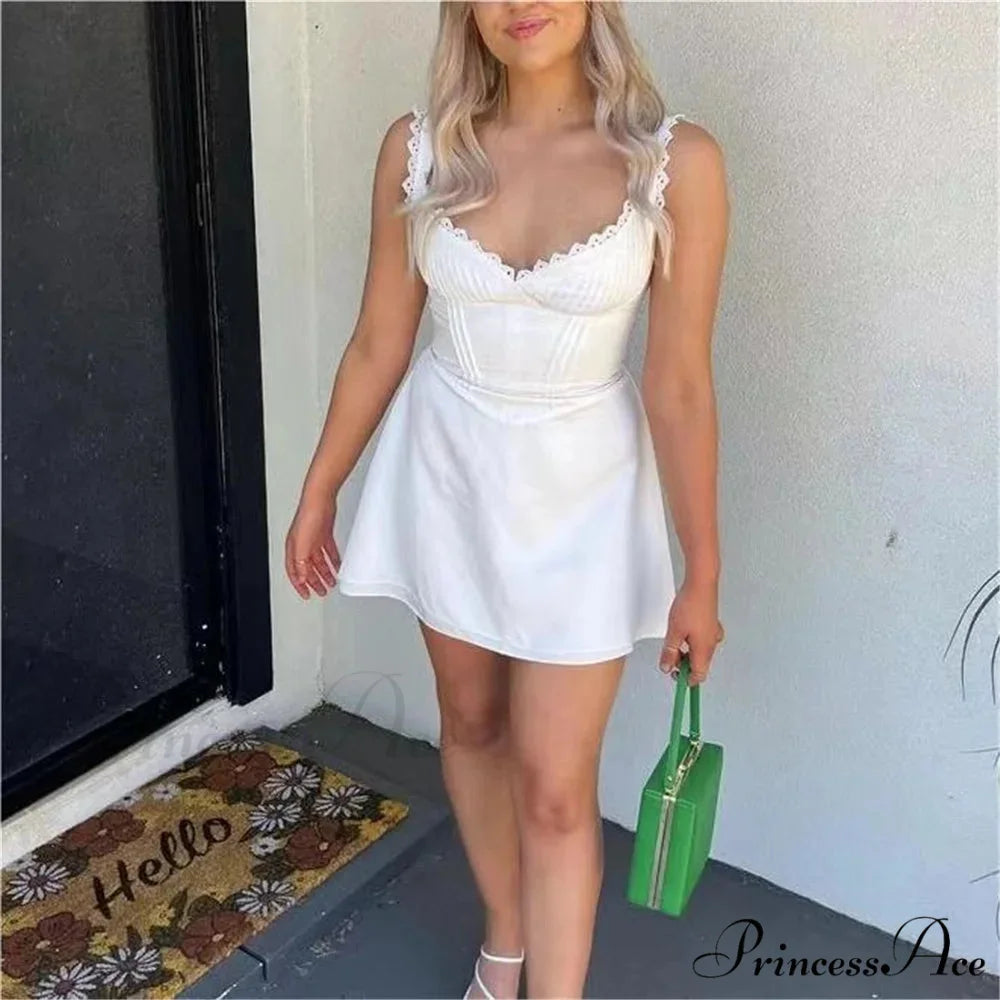 Ivory Knitted Lace Petite Dress minidress-250223
