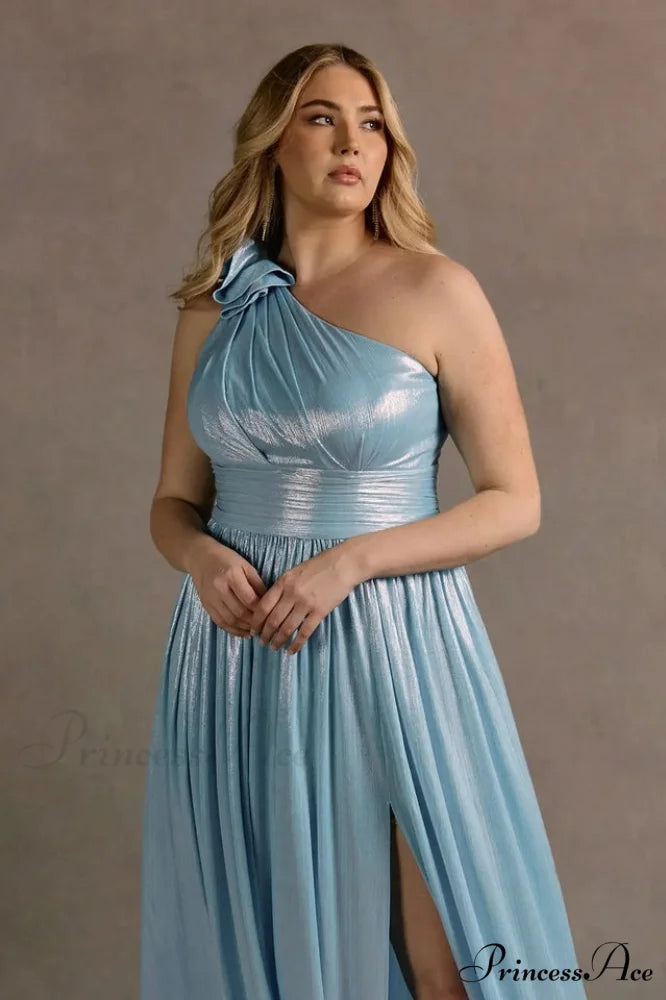 Ivy Aqua Stylish Blue Pleated Gown