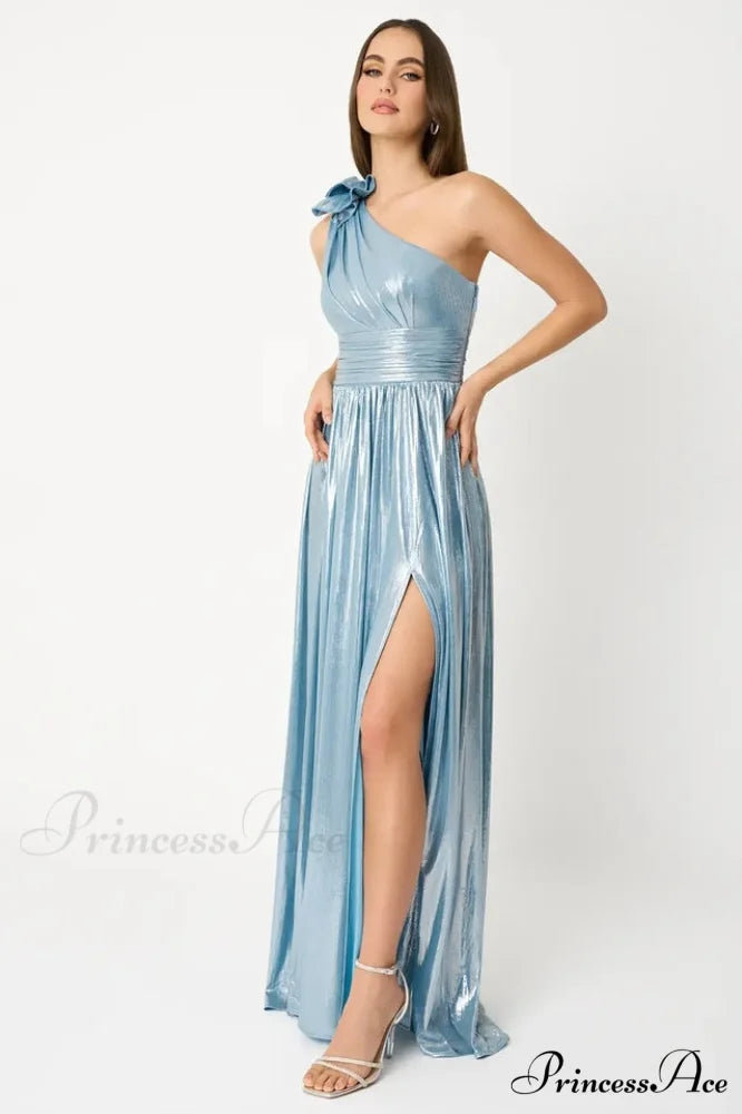 Ivy Aqua Stylish Blue Pleated Gown
