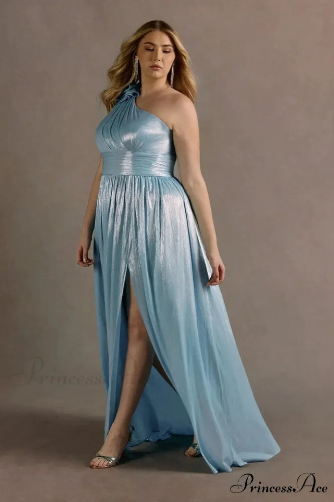 Ivy Aqua Stylish Blue Pleated Gown