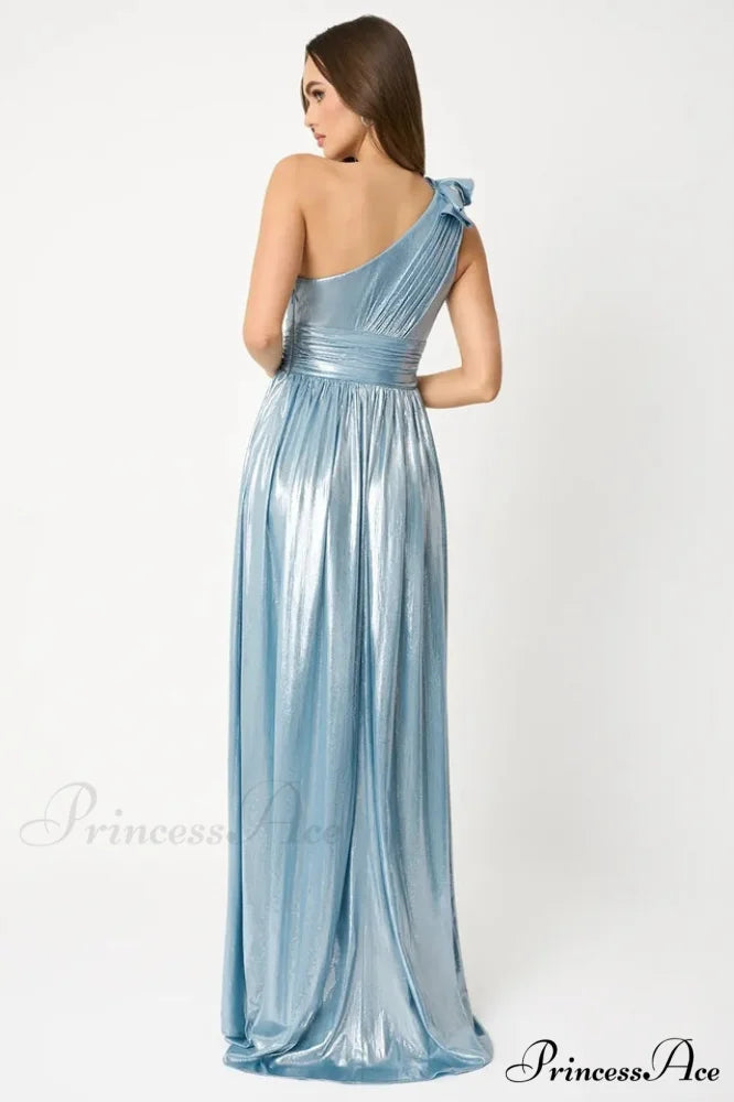Ivy Aqua Stylish Blue Pleated Gown