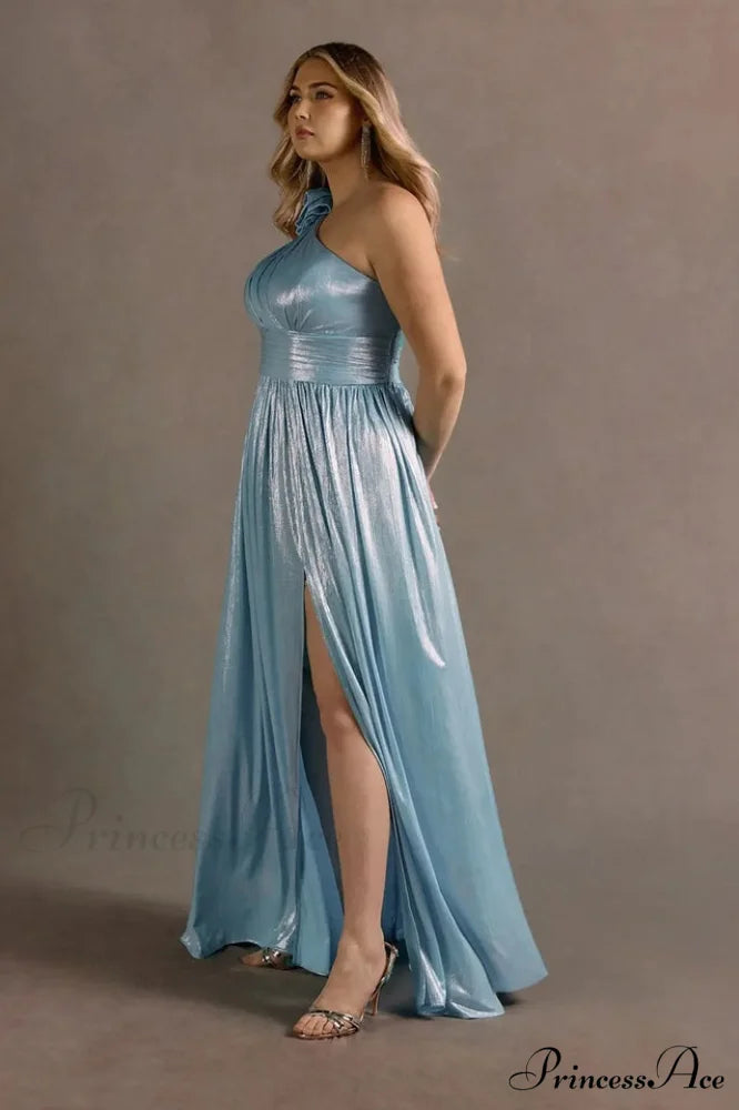 Ivy Aqua Stylish Blue Pleated Gown