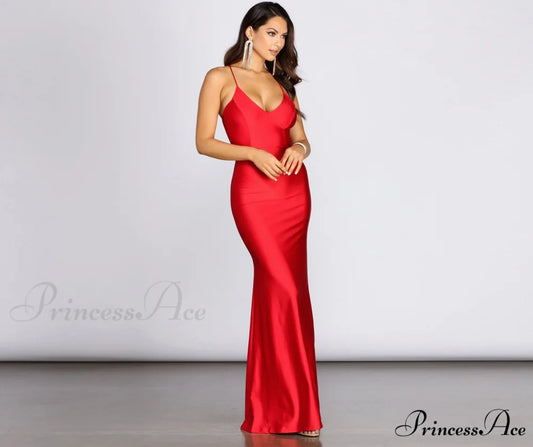 Jacelyn Elegant Mermaid Dress RED / S
