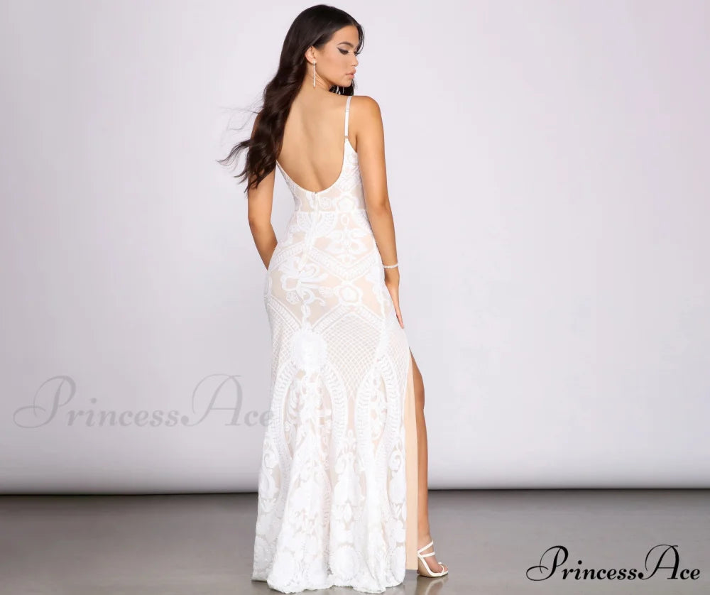 Jacie Formal Stylish Sequin Scroll Dress