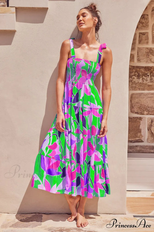 Jaclyn Smocked Stylish Maxi Dress S / 1#