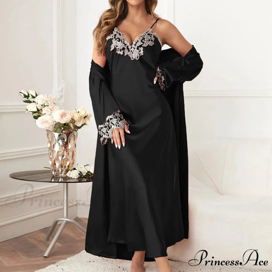 Japanese Maid Uniform Anime Cosplay Long Sleeve Big Bow Party Lolita Clothing Casual Apron Maid Outfits Dress Black / M