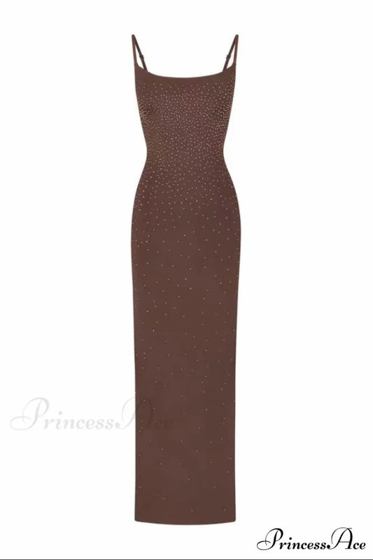 Jelly Sheer Stylish Cami Long Dress XS / Cocoa