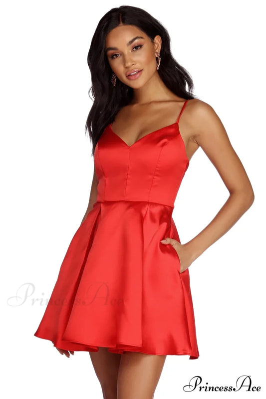 Jenny Formal Stylish Satin Party Dress RED / 1
