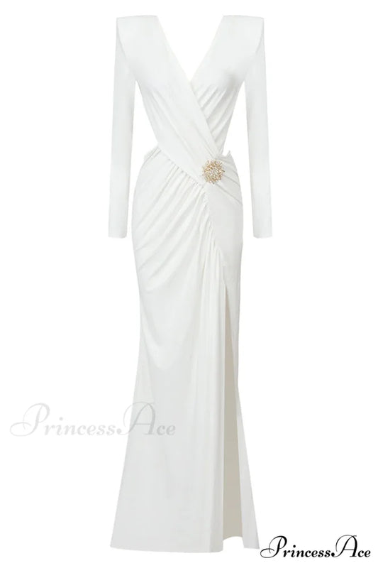 Jersey Elegant Long Dress S / White
