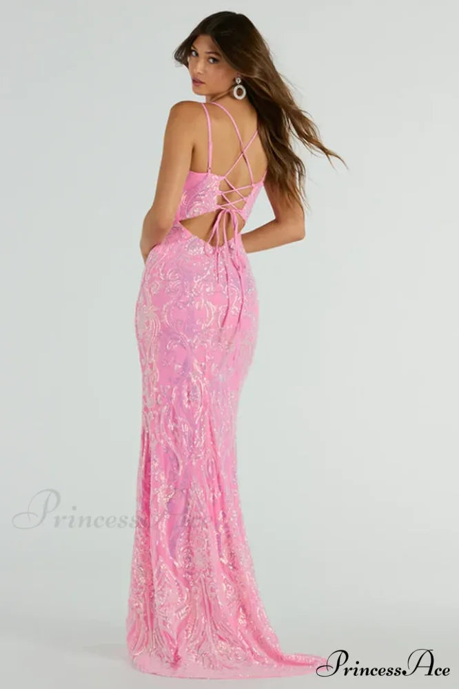 Jessa Lace-Up Stylish Mermaid Sequin Dress