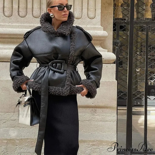 Joining Thickened Cozy Leather Jacket black Short / S coats-241228