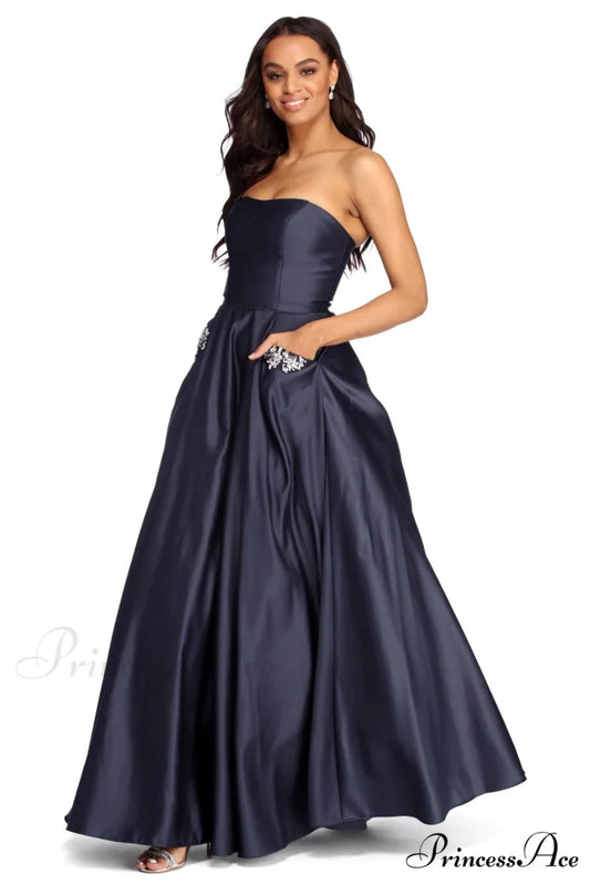 Josephine Formal Stylish Jewel Ball Gown NAVY / 3