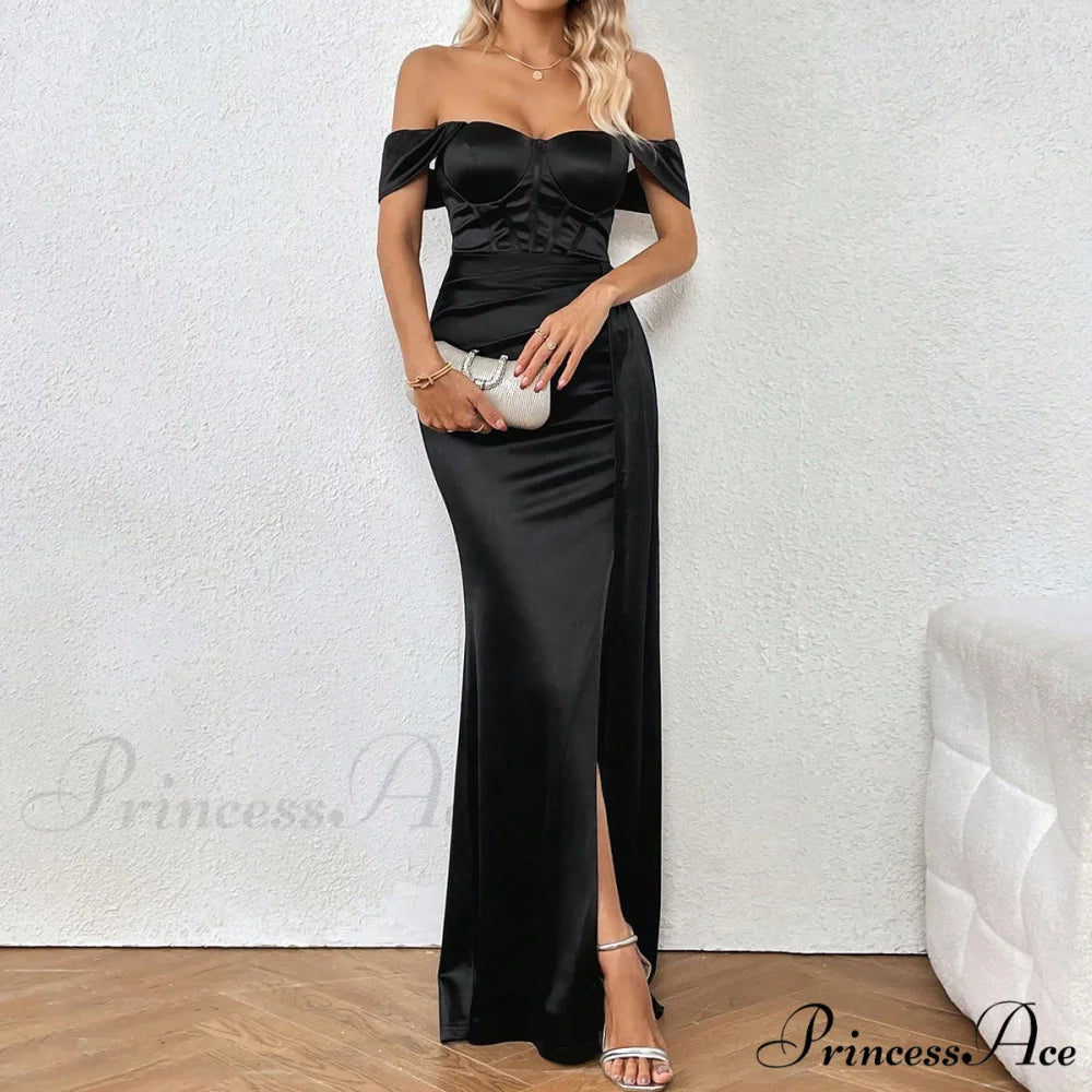 Josephine Formal Stylish Velvet Sweetheart Dress Black / XS