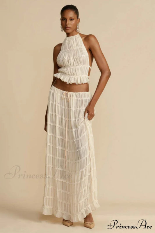 Julie Bella Top Charming & Skirt Set S / Ivory