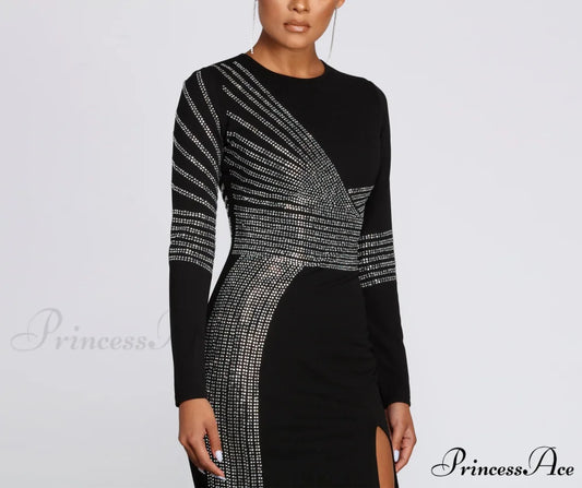 Julie Heat Stone Charming High Slit Formal Dress