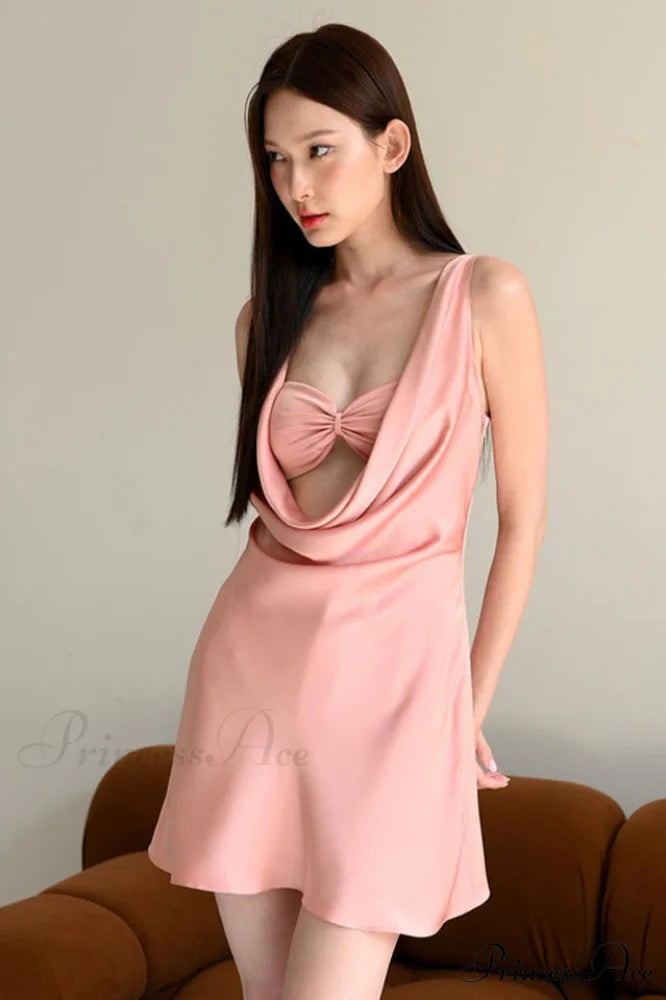 Julie Satin Stylish Slip Dress S / Blush