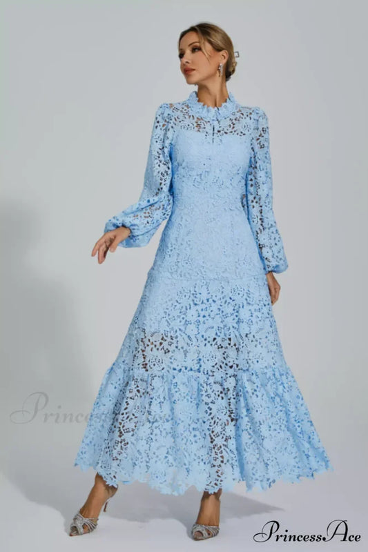 Julieta Cut Out Charming Long Sleeve Dress S / Blue