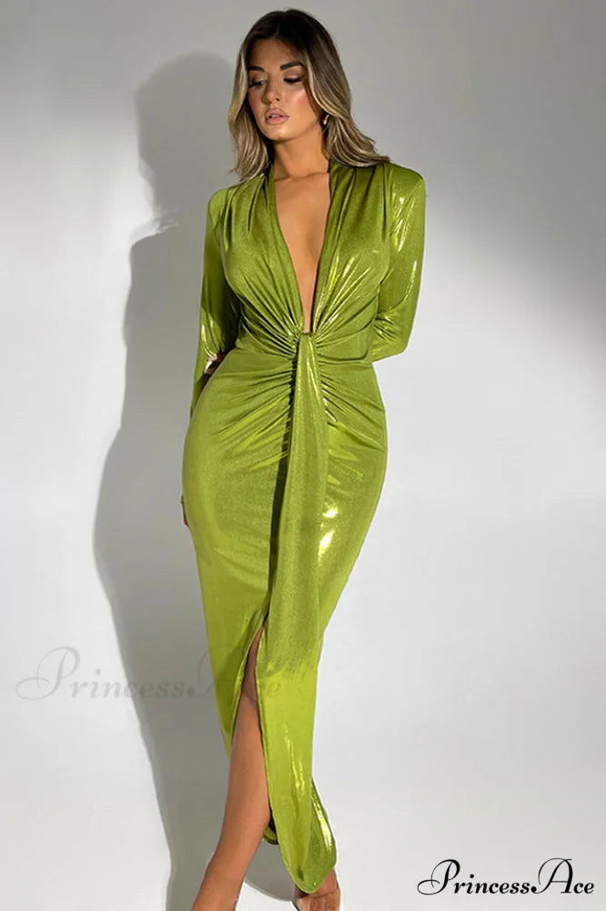 Juliette Metallic Stylish Tie Front Dress