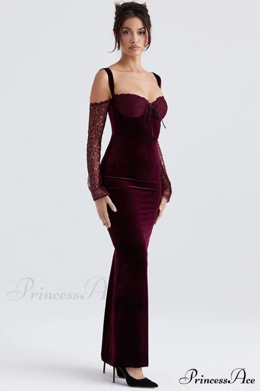 Kaia Evening Stylish Velvet Maxi Dress