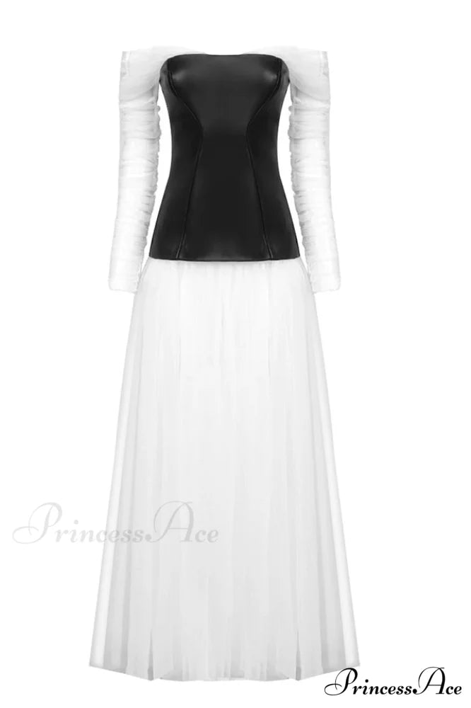Kallatos Mesh Stylish Patchwork Dress XS / White