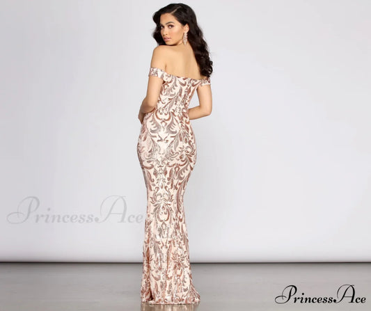 Karleen Sequin Stylish Off Shoulder Dress