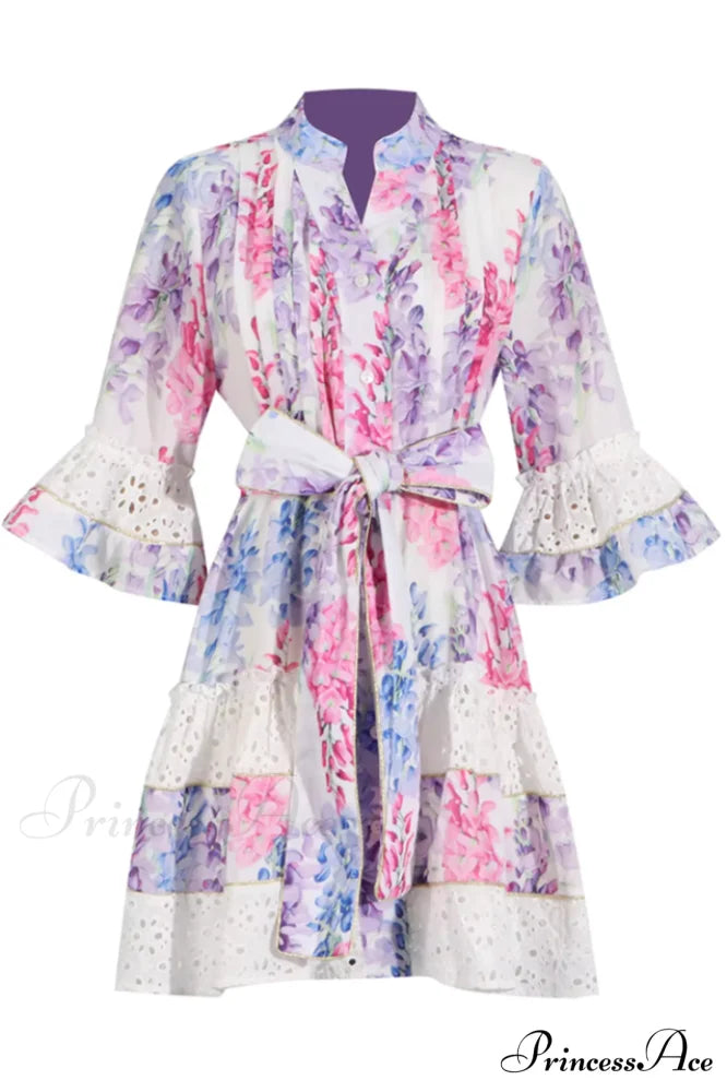 Kimora Floral Stylish Belted Mini Dress S / Floral