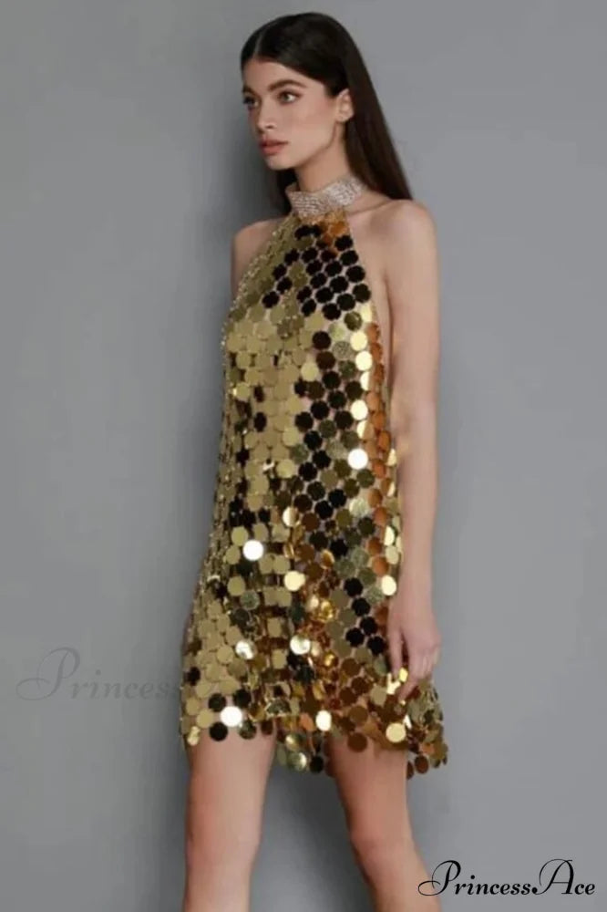 Kimora Halterneck Stylish Chainmail Mini Dress