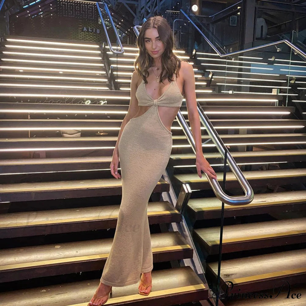 Knit Cut Out Charming Bralette Maxi Dress