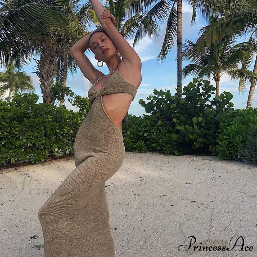 Knit Cut Out Charming Bralette Maxi Dress