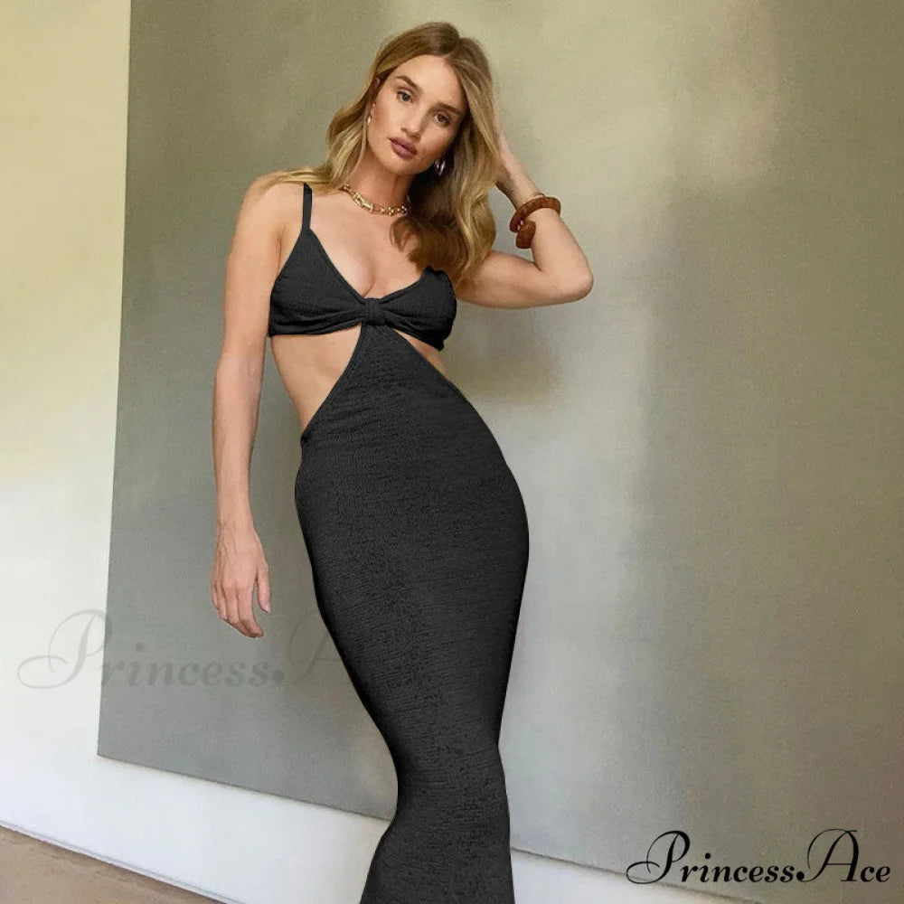 Knit Cut Out Charming Bralette Maxi Dress