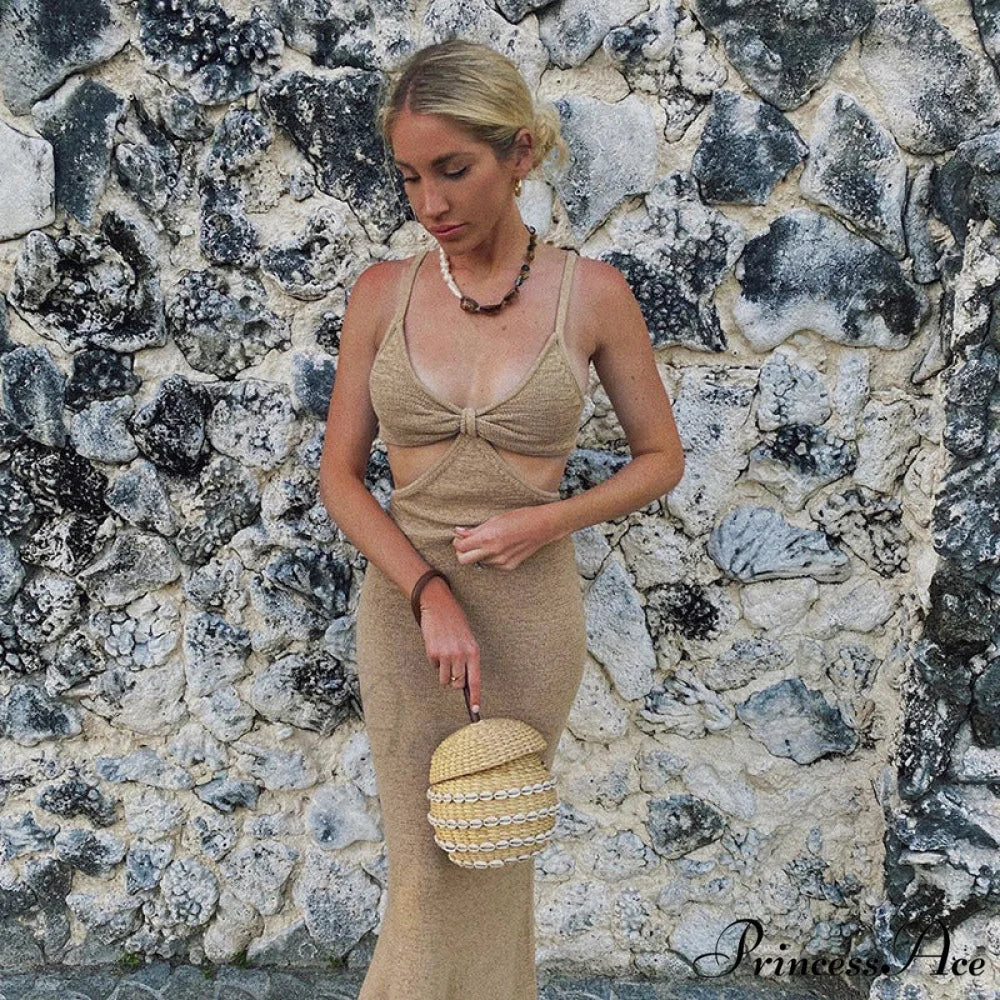 Knit Cut Out Charming Bralette Maxi Dress