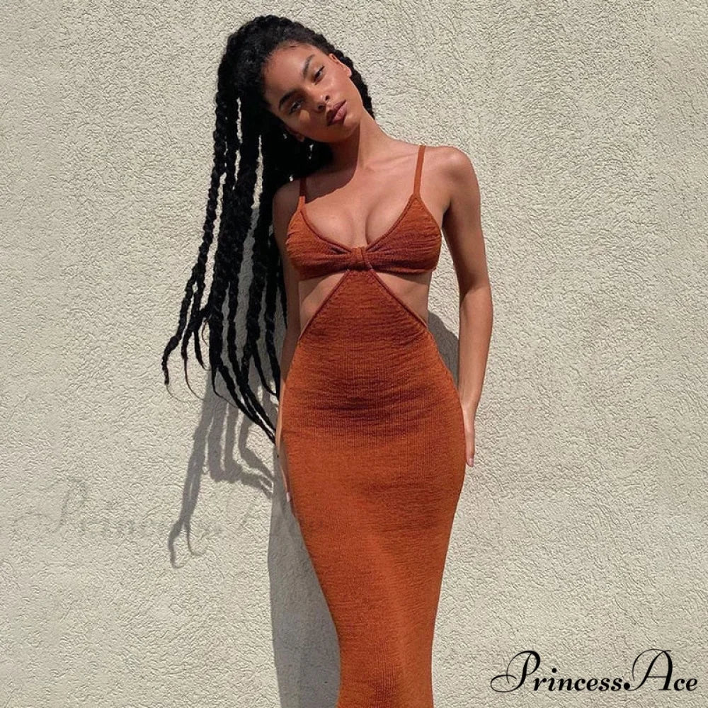Knit Cut Out Charming Bralette Maxi Dress