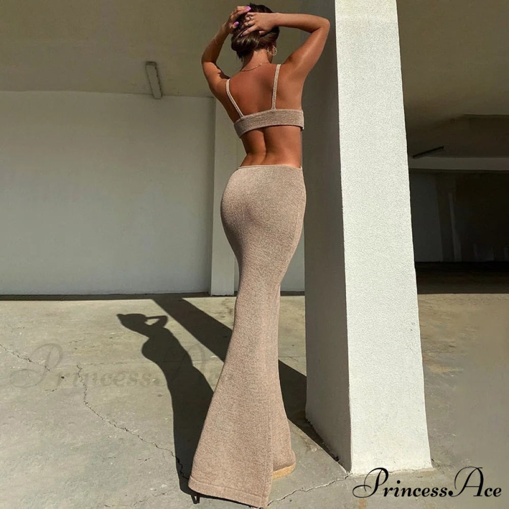 Knit Cut Out Charming Bralette Maxi Dress