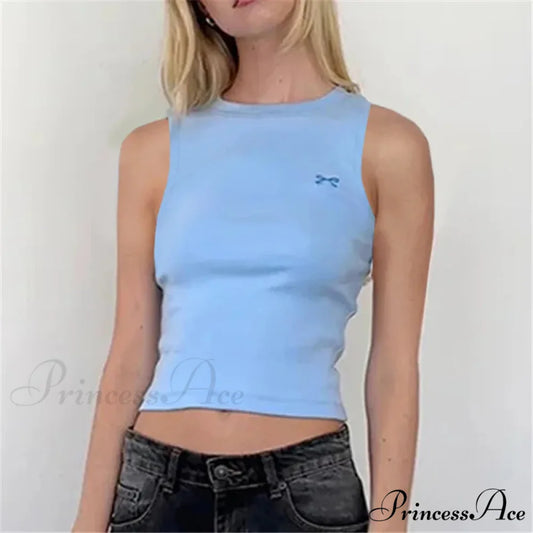 Knit Ribbon Stitch Crop Top blue / S croptop-250223