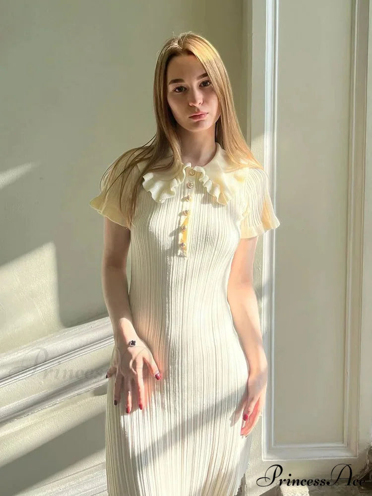 Knit Vintage Single-Buttoned Mini Dress minidress-250223