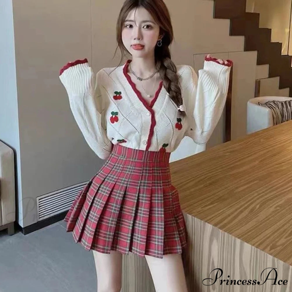 Knitted Cozy Autumnal Winter V-neck Floral Casual Long Sleeve Comfortable Stylish Sweater