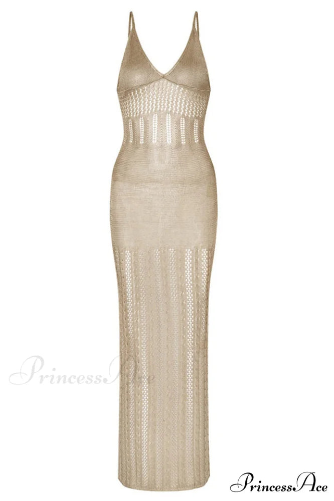 Knitted Cutout V Charming Neck Cover Up Dress