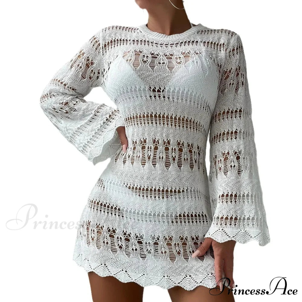 Knitted Empty Out Seductive Backless Beach Mini Boho Dress Cover-up bohodress-250126